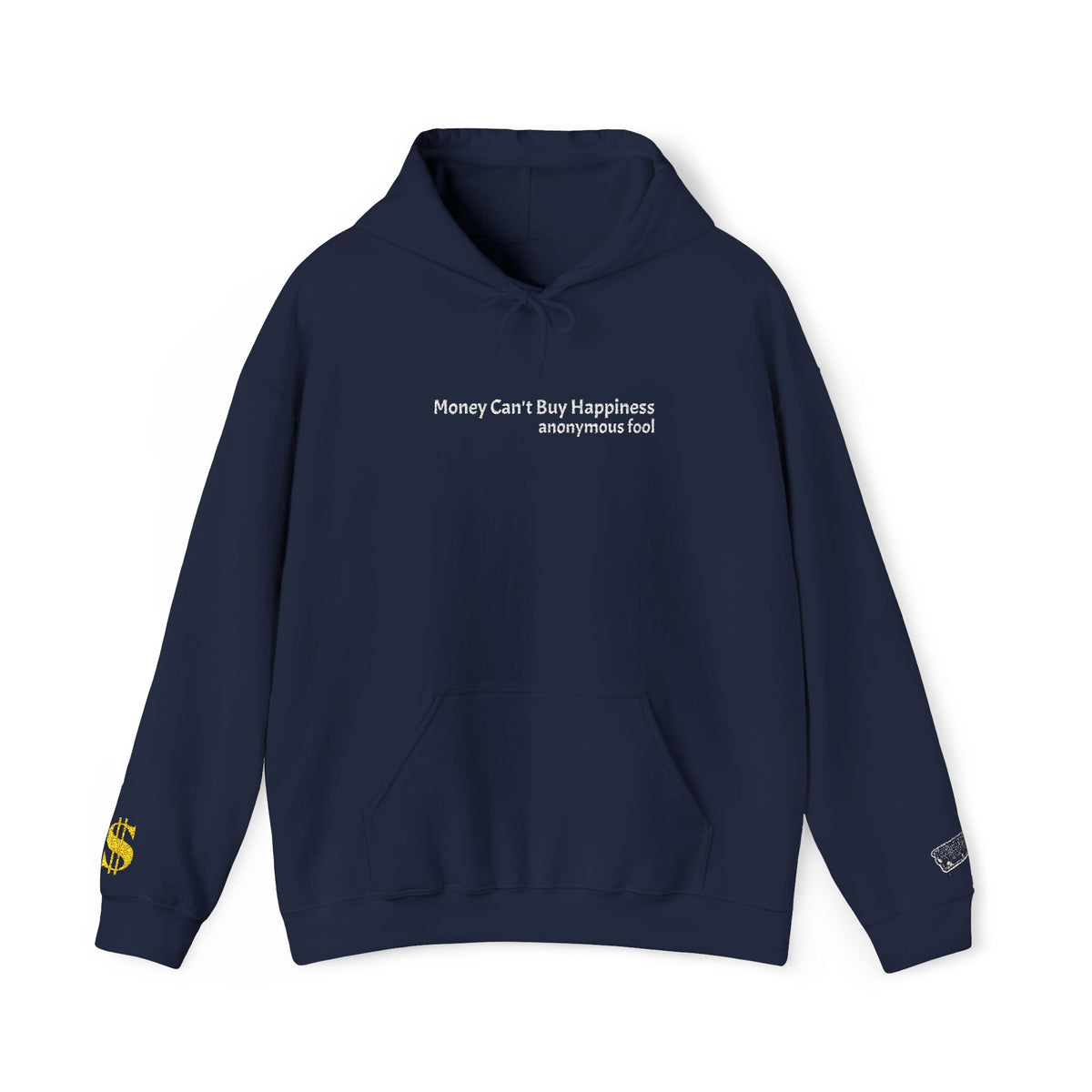 Money Can’t Buy Happiness thought provoking graphic embroidered design