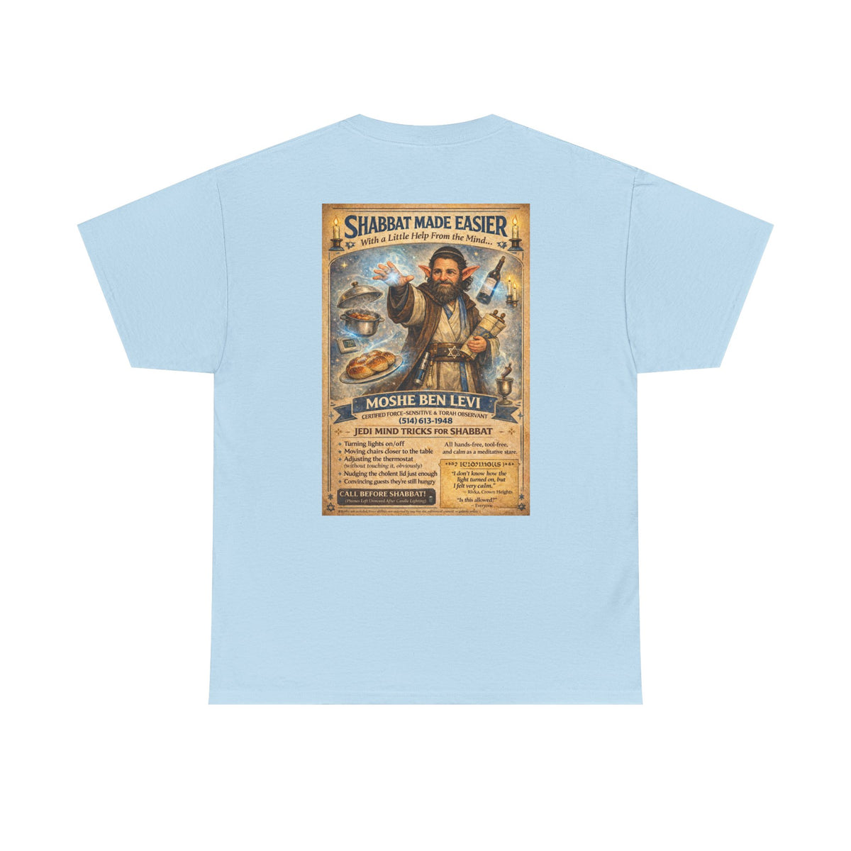 Jewish Jedi Shabbat humor graphic t-shirt front design