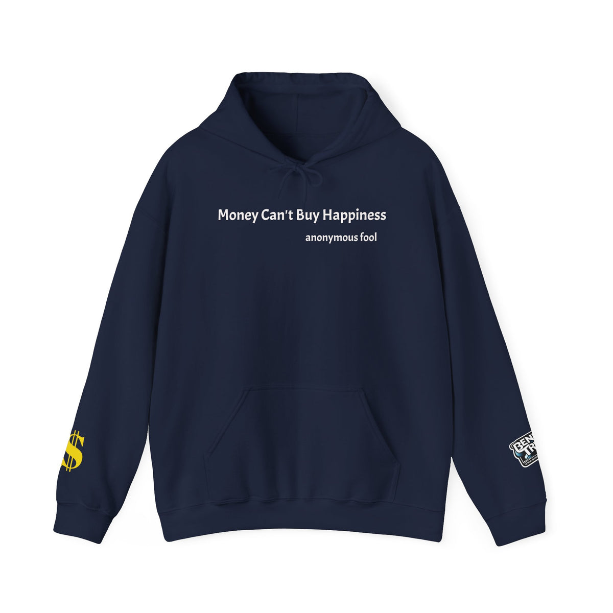 Money Can’t Buy Happiness thought provoking graphic hoodie design