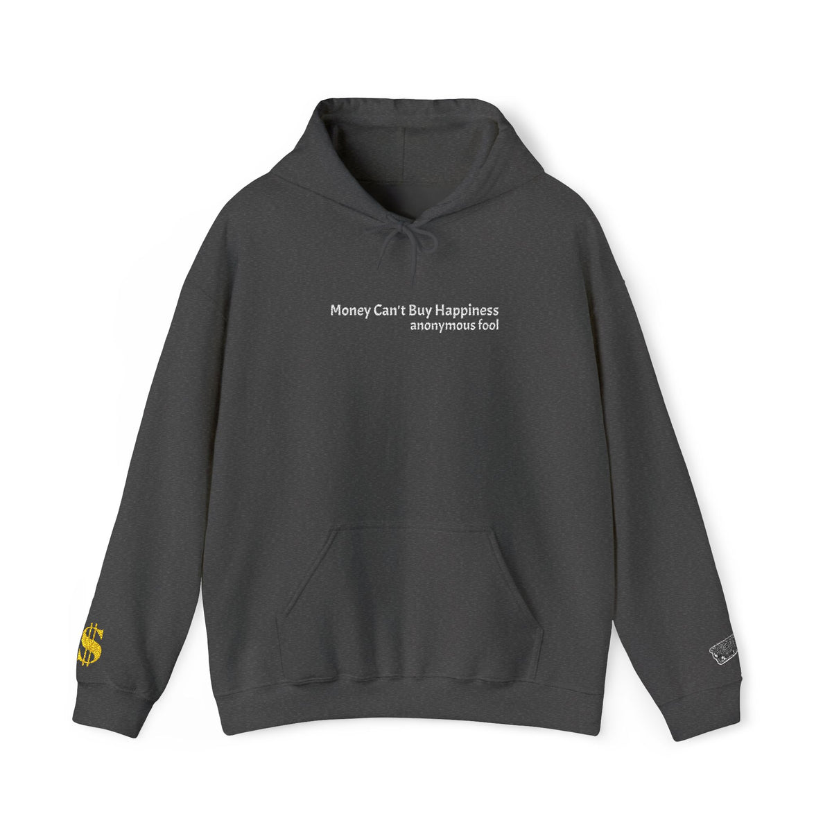 Money Can’t Buy Happiness thought provoking graphic embroidered design