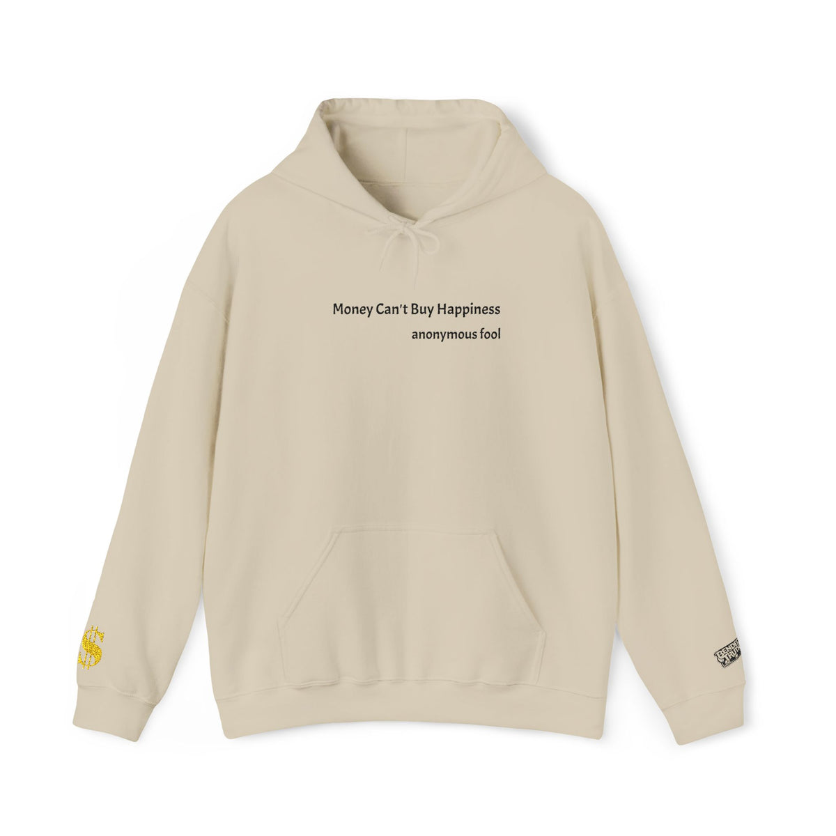 Money Can’t Buy Happiness thought provoking graphic embroidered design