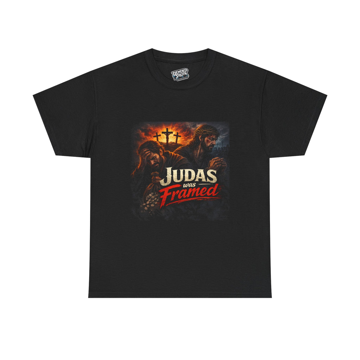 Judas Was Framed religious debate graphic t-shirt artwork