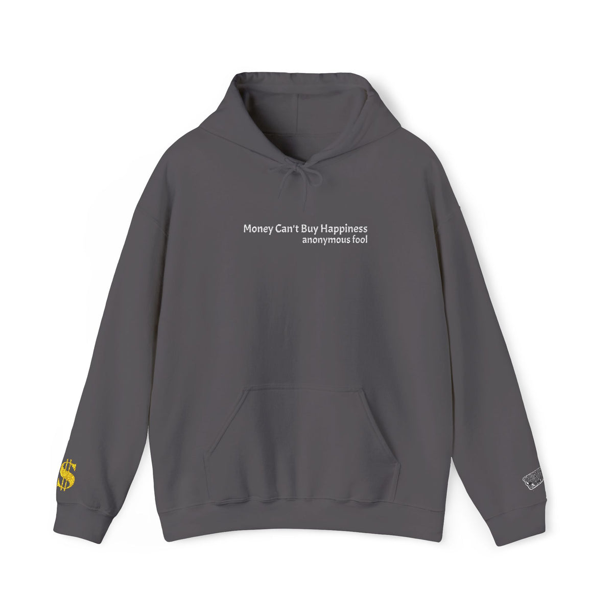 Money Can’t Buy Happiness thought provoking graphic embroidered design