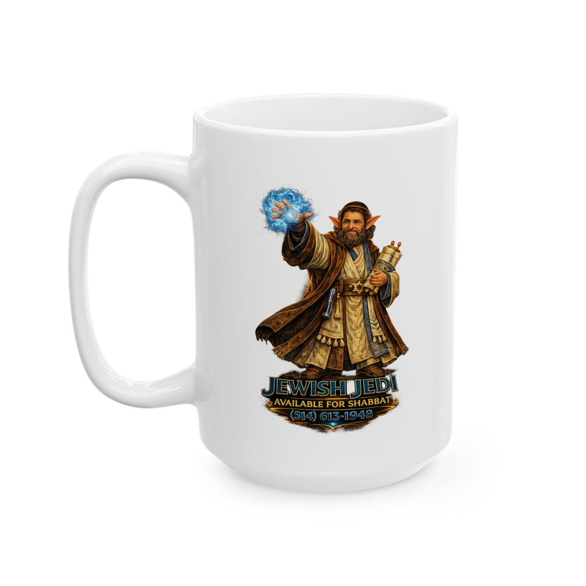 Jewish Jedi Shabbat humor graphic coffee mug design