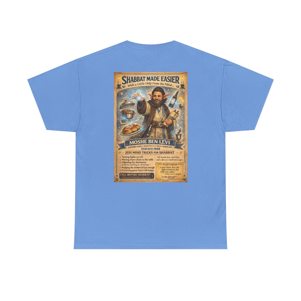 Jewish Jedi Shabbat humor graphic t-shirt front design