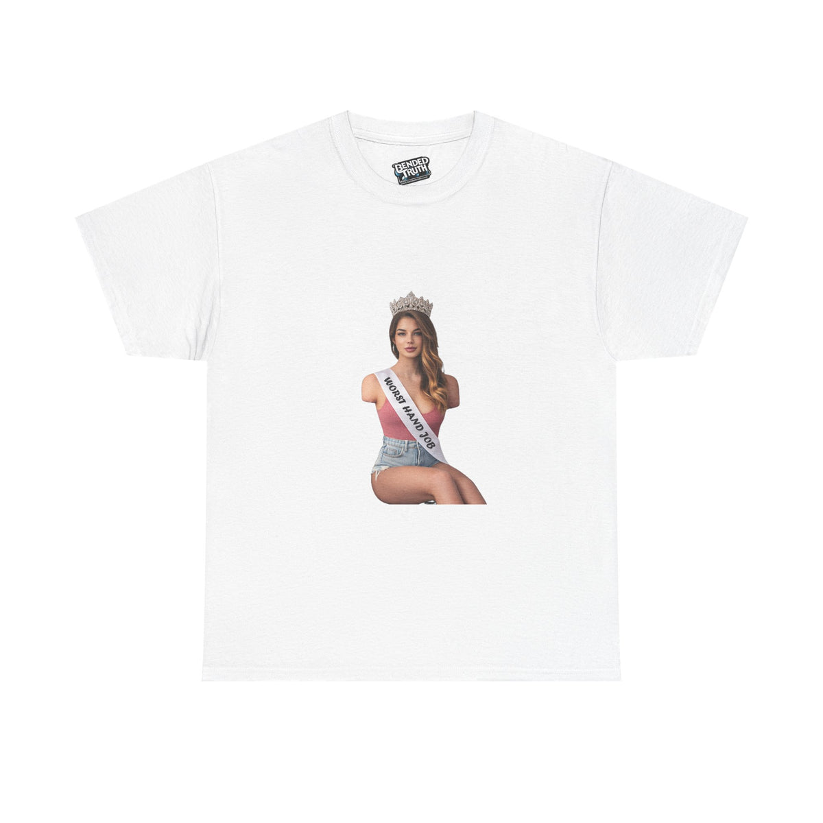 Worst Hand Job humor graphic t-shirt front design