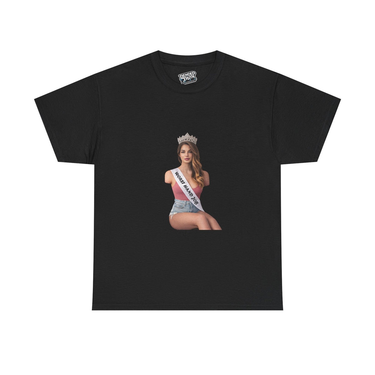 Worst Hand Job humor graphic t-shirt front design