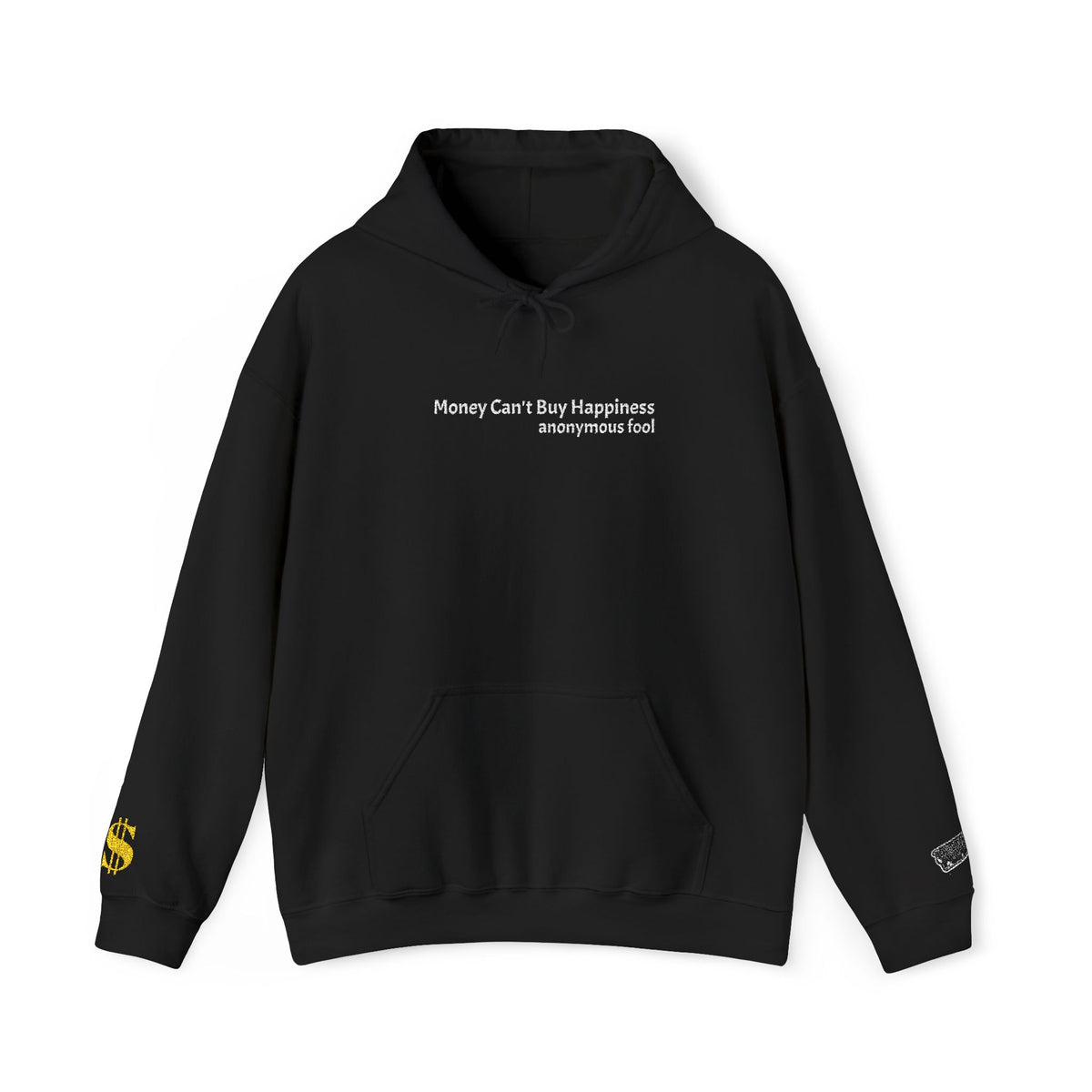 Money Can’t Buy Happiness thought provoking graphic embroidered design