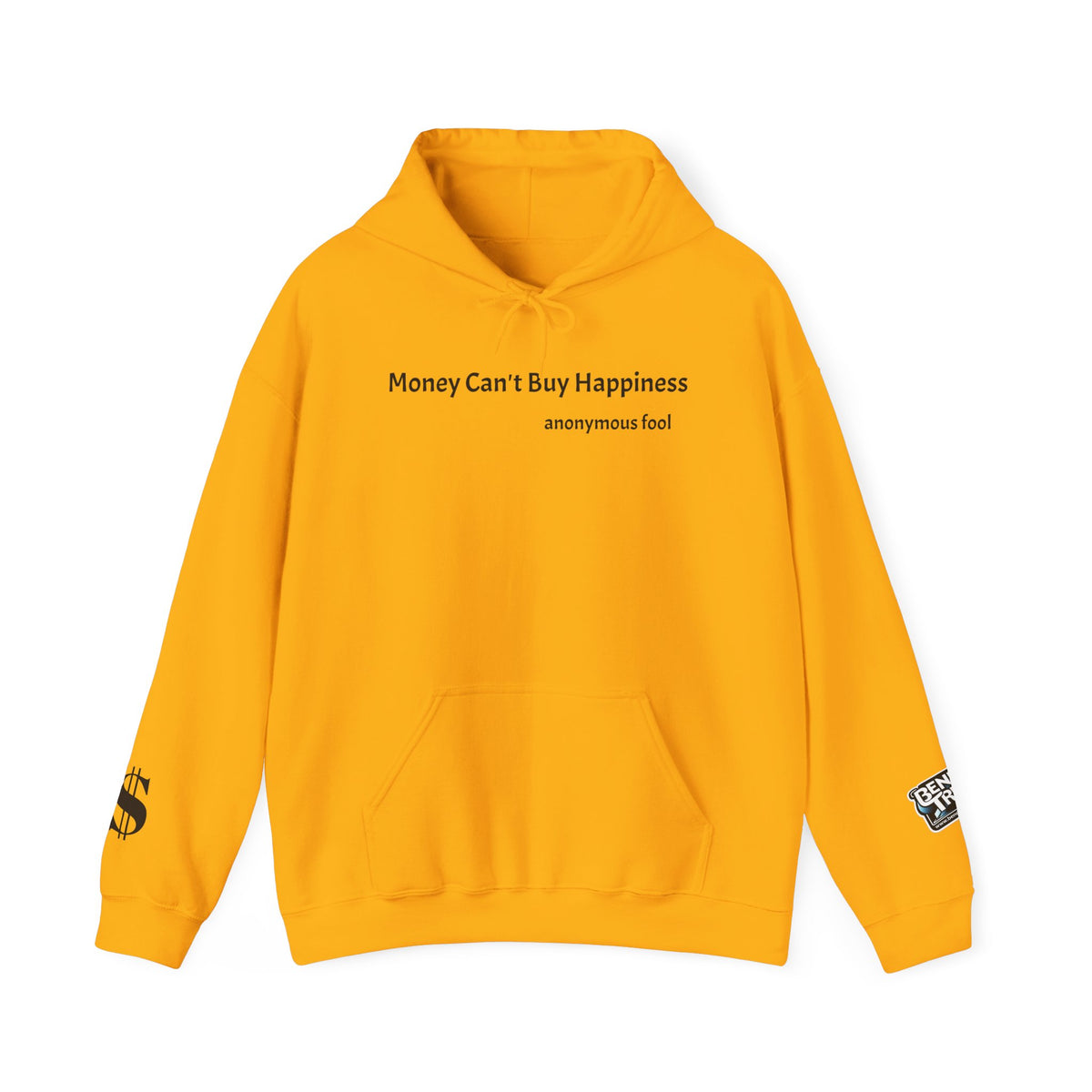 Money Can’t Buy Happiness thought provoking graphic hoodie design