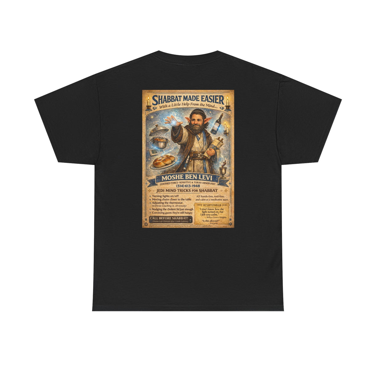 Jewish Jedi Shabbat humor graphic t-shirt front design