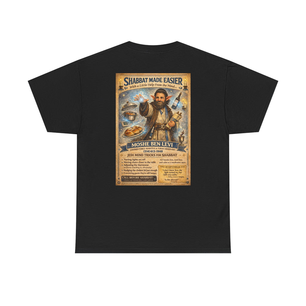 Jewish Jedi Shabbat humor graphic t-shirt front design