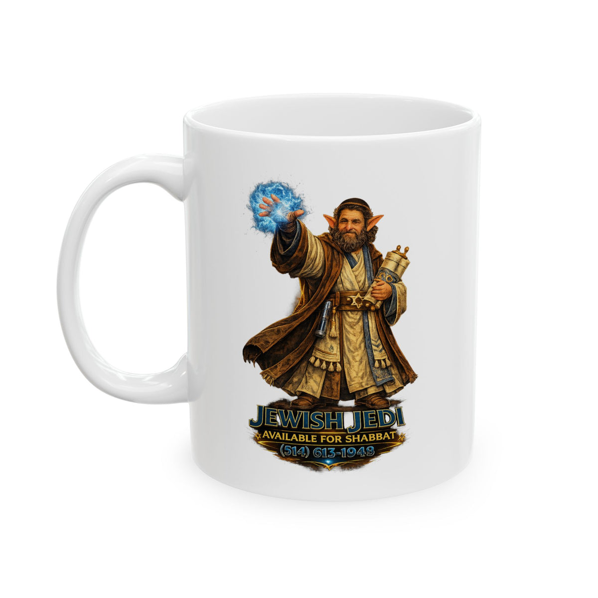 Jewish Jedi Shabbat humor graphic coffee mug design
