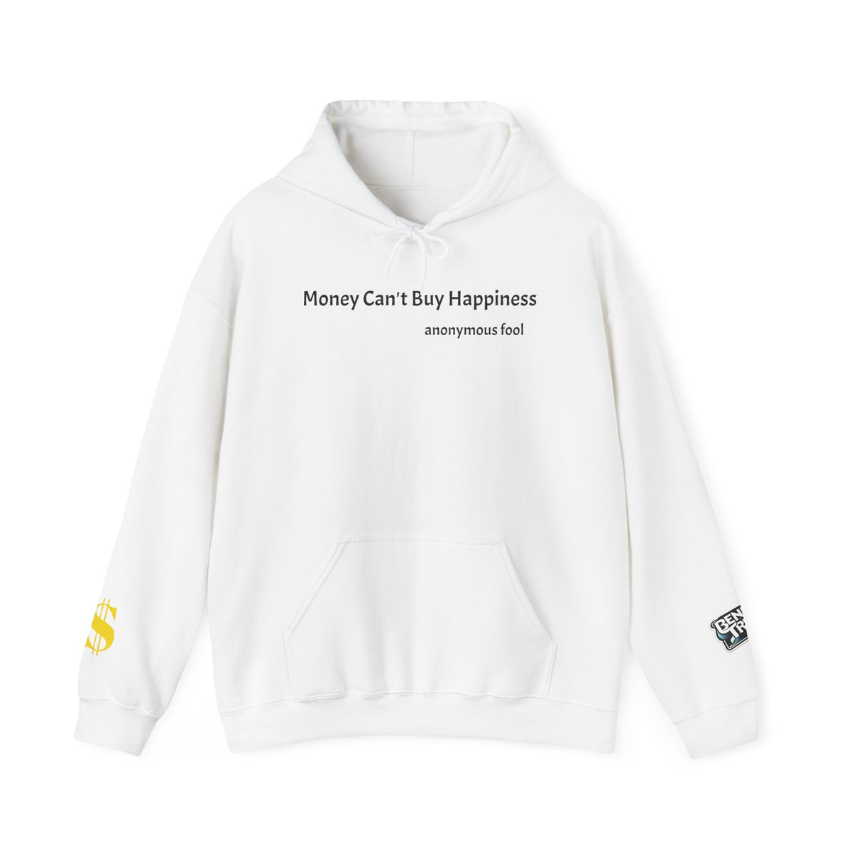 Money Can’t Buy Happiness thought provoking graphic hoodie design